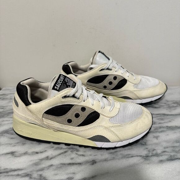 Saucony Shadow 6000 Cream and Black Sneakers Mens Sz 11.5 - Picture 2 of 14